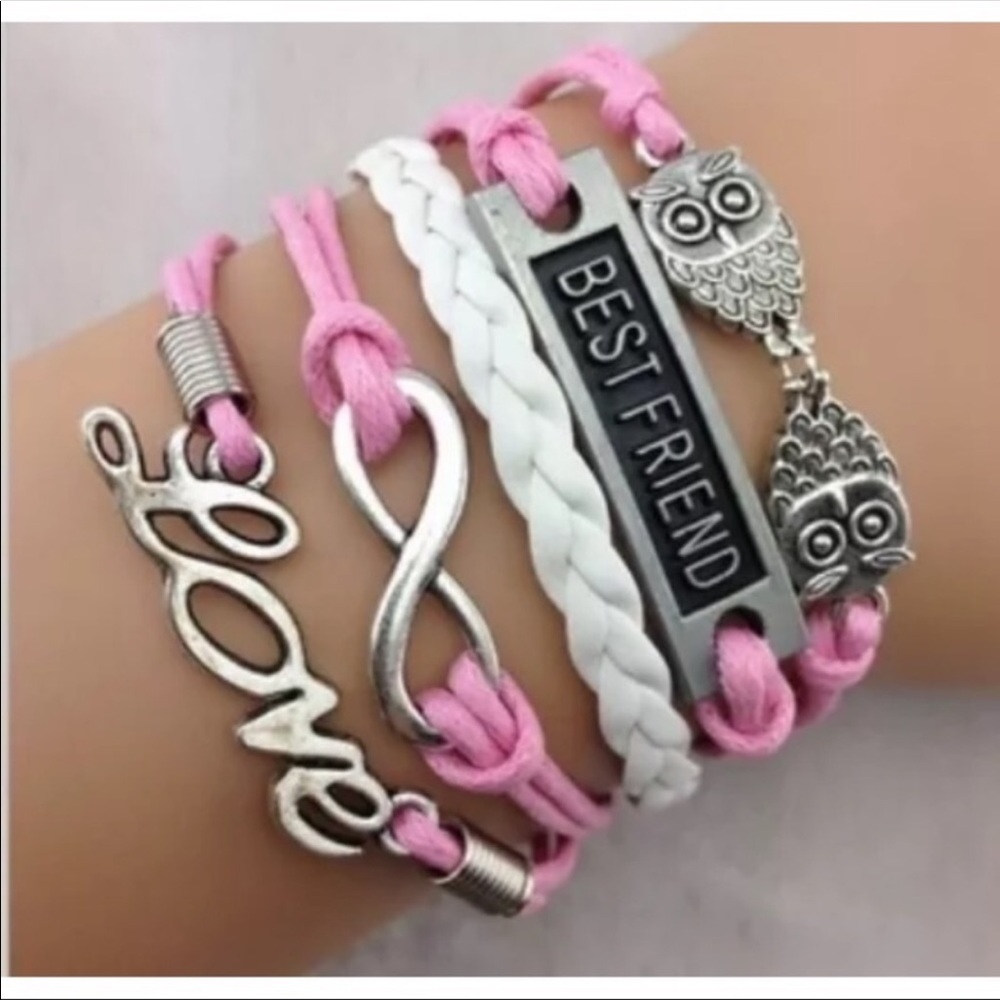 Pink & White Leather Bracelet
